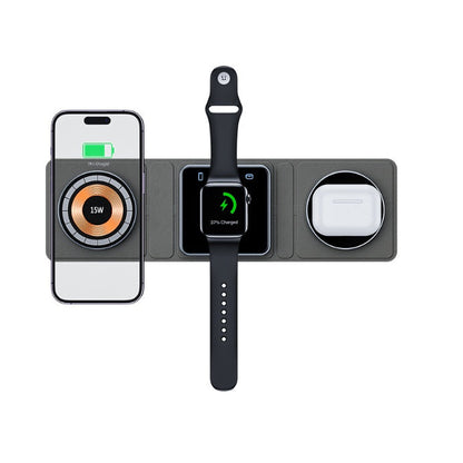 Chargeur Sans Fil Magnétique 3-en-1 – Pliable & Transparent